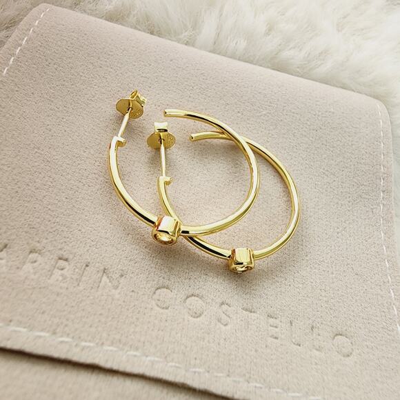 NEW Marrin Costello By Rachel Zoe Mystique 14K Gold Plated Hoop Earrings - Picture 2 of 9